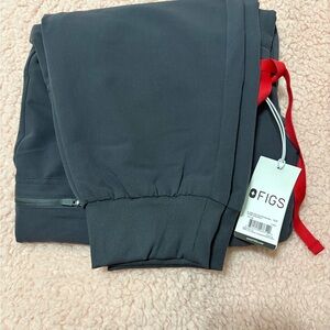 Figs Charcoal Jogger Pants with Red Accent